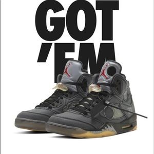 Off white retro Jordan 5’s. Size 9